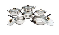 Add a review for: 12 Stainless Steel Cookware Saucepan Pan Pot Frying Frypan Cooking Glass Lid Set