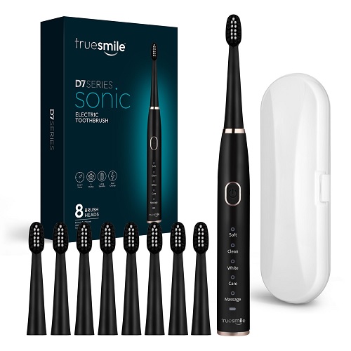 TS0102 BLACK BRUSH WITH 8 HEADS -Sonic Electric Toothbrush USB Rechargeable