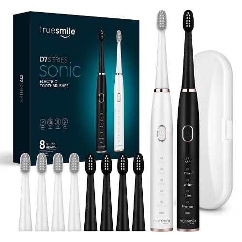 TS0104- 2 PACK (BLACK N WHITE) with 8 HEADS -Sonic Electric Toothbrush USB Rechargeable