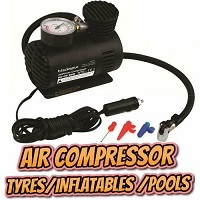 Add a review for: Air Compressor Car Tyre Pump Heavy Duty Inflator 12v Electric Compact Bike Cycle
