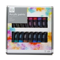 Add a review for: Art Hub Fine Art Acrylic Paint Set 18 Vibrant Colours Artists Craft Painting Fun