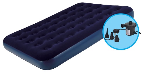 Extra Comfort Double Flocked Inflatable Air Bed With Pump