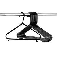 15 Pk Black Coat Hangers Strong Plastic Non-Slip Adult Clothes Suit Trouser Bar