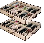 2 x 12 PAIR Underbed Under Bed Shoes Storage Space Saving Shoe Organizer Bag Box 