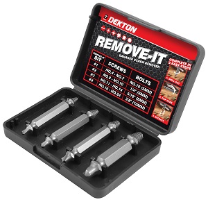 Dekton 4pc Broken Damaged Screw Extractor Removal Remover Garage Tool Bit Set