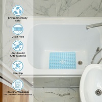 Add a review for: Bath Shower Mat Anti Slip Non slip Washable Drain Holes Suction Cups 53x53cm Squ