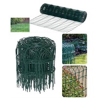 10m Garden Green PVC Coated Border Steel Wire Mesh Fence Fencing Strong Decor