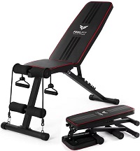 Add a review for:  Adjustable Weight Bench with Resistance Band Foldable Sit Up Strength Training Utility Benches Workout Bench Flat Incline Decline Bench Press for Home Gym