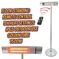 Add a review for: 1500W Infrared Pedestal Free Standing Floor Heater with Remote Outdoor Garden