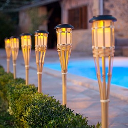 1x LED Solar Powered Outdoor Bamboo Torch Garden Border Stake Patio Path Light 