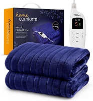 Add a review for: Vivo Technologies Large Electric Heated Blanket Throw Fast Heating 160x130cm Flannel Blanket 9-Hours Auto-Off Timer 9 Heat Levels Machine Washable Soft Fleece Overblanket Duvet Digital Remote Blue
