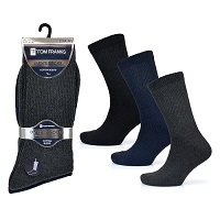 Add a review for: 9 Pairs Tom Franks Mens Diabetic Socks Cotton Blend Lightly Elasticated Top