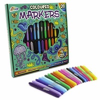 20 Coloured Markers Including 6 Neon Colours Fine Point Colouring Children Fun
