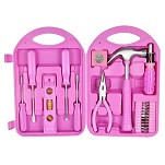 28pc Ladies Pink Tool Carry Case Set DIY Hammer Screwdrivers Bits Pliers Tape