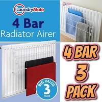 BH110 3 Pack of 4 Bar Radiator Airer Dryer Clothes Drying Rack Rail Towel Holder Hang