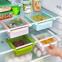 4 x Plastic Kitchen Refrigerator Fridge Storage Rack Freezer Shelf Holder Kitchen Space Saver