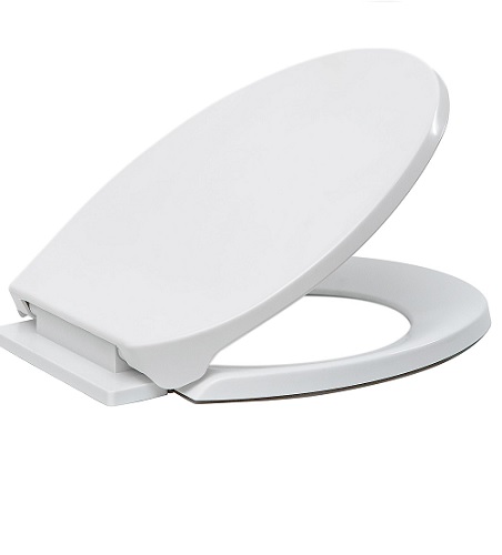 Toilet Seat Soft Close White, Anti-Bacterial Toilet Seats with Adjustable Hinges Oval Shaped, Simple Bottom Fixing Loo Toilet Seat