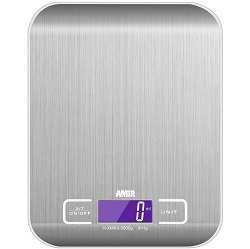 Amir Digital Food Scale, (5000g, 0.1oz/ 1g) Amir Kitchen Scale, Electronic Cooking Food Scale with LCD Display