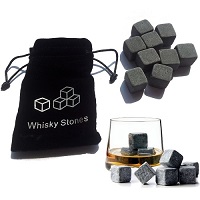 9 Pcs Whisky Rocks Ice Stones Drinks Cooler Cubes Whiskey Granite Scotch & Pouch