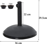 Add a review for: Vivo Technologies Parasol Base 12kg Round Garden Umbrella Stand for Outdoor, Garden, Patio, Heavy Duty Parasol Holder with Tightening Screw,Diameter 45cm, Black