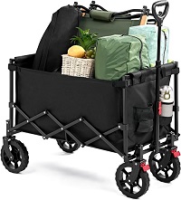 Folding Trolley Cart on Wheels, Portal Festival Picnic Camping Trolley Cart with Adjustable Handle & Cover Bag, Foldable Wagon for Camping, Garden,...