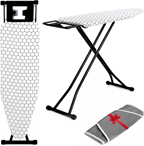 122 x 38cm Folding Ironing Board Jumbo Iron Rest 6 Adjustable Height Foldable