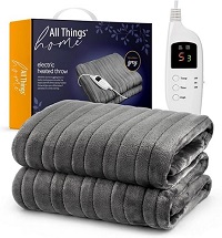 Add a review for: GREY - Large Electric Heated Blanket Throw 160x130cm Fast Heating Flannel Blanket 9-Hours Auto-Off Timer 9 Heat Levels Machine Washable Soft Fleece Overblanket Duvet Digital Remote Removable Switch 