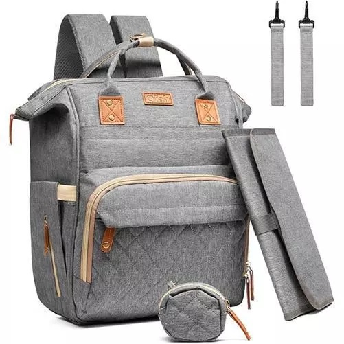 Baby Changing Backpack with USB Port Portable Mat Waterproof Nappy Diaper Bag