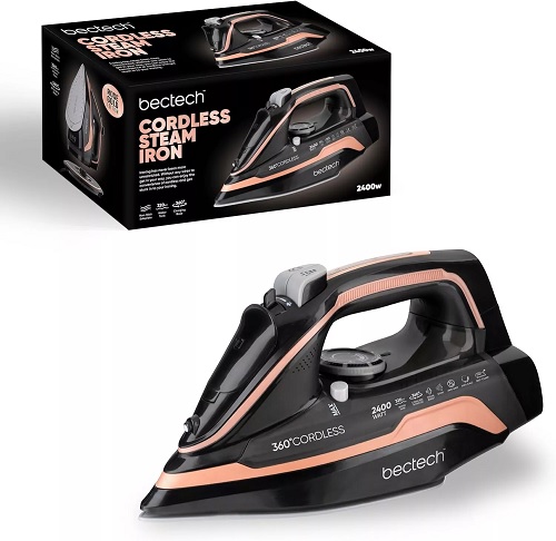 2400W Cordless Steam Iron with 320ml Large Capacity Water Tank Ceramic Non-stick