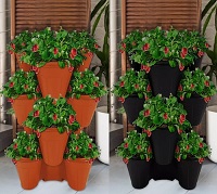 Trio Stackable Stacking Strawberry Planter Plant Flower Pot Herb Garden Patio UK