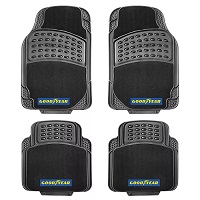 Goodyear 4pc Non Slip Floor Mats Rubber Carpet Luxury Car Mat Front & Rear Set