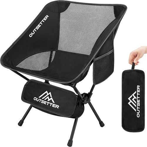Lightweight Folding Chair Camping Compact Portable Ultralight Fishing Chairs Small Camp Chairs for Adults and Children with Carry Bag Outdoors Lawn Hiking Beach Travel Picnic Garden Black
