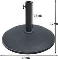   Vivo Technologies Parasol Base 10kg Round Garden Umbrella Stand for Outdoor, Garden, Patio, Heavy Duty Parasol Holder with Tightening Screw,Diameter 45cm, Black