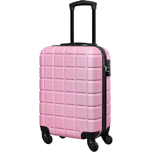 PINK Small Suitcase Cabin Carry On Hand Luggage 4 Wheels Hard Shell Travel TSA Lock