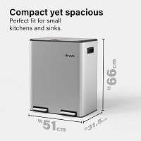 Add a review for: 60L Dual Rubbish Bin, Recycling Bin with 30 Rubbish Bags, 2 Compartments Waste Separation, Rectangular Metal Pedal Bin Soft-Close with Lids, with 2 x 30L Removable Inner Buckets for Kitchen Cool Grey