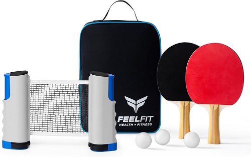 Table Tennis Set,Portable Ping Pong Set,Retractable Table Tennis Net for Any Table,Table Tennis Set with 2 Table Tennis Bats,3 Balls, 1 Portable Bag,1 Extendable Net,Outdoor or Indoor Sports